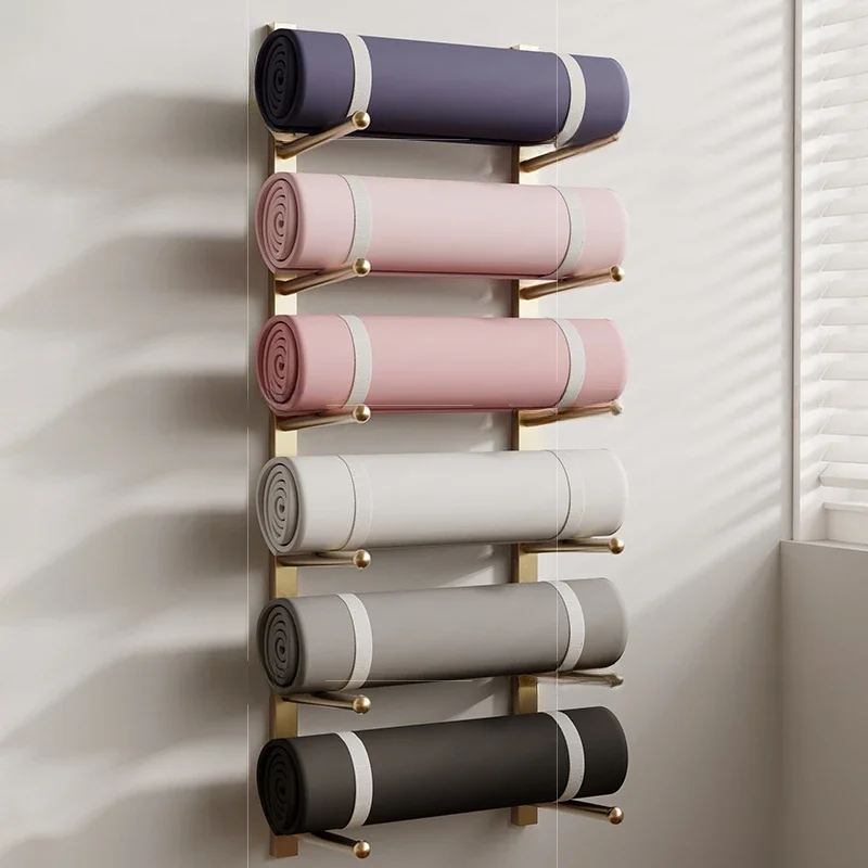 Multilayer Wall Shelf Iron Yoga Mat Storage Rack Gym Equipment Sorting Rack Indoor Layered Design