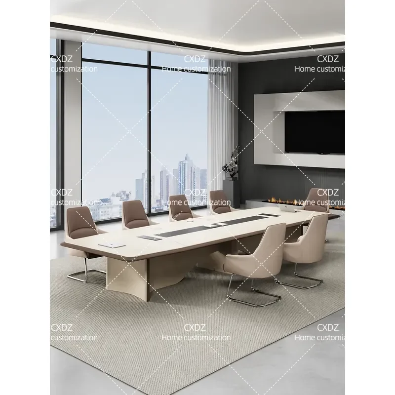 Modern Simple Conference Table Large Meeting Room Long Desk Office Negotiation Table with Chairs Combination for Business