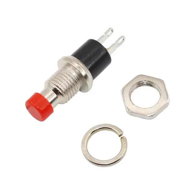 PBS-110 PB05A 7MM Round Pushbutton Momentary Self-Resetting Pushbutton Switch 2 Pin Red Yellow Green
