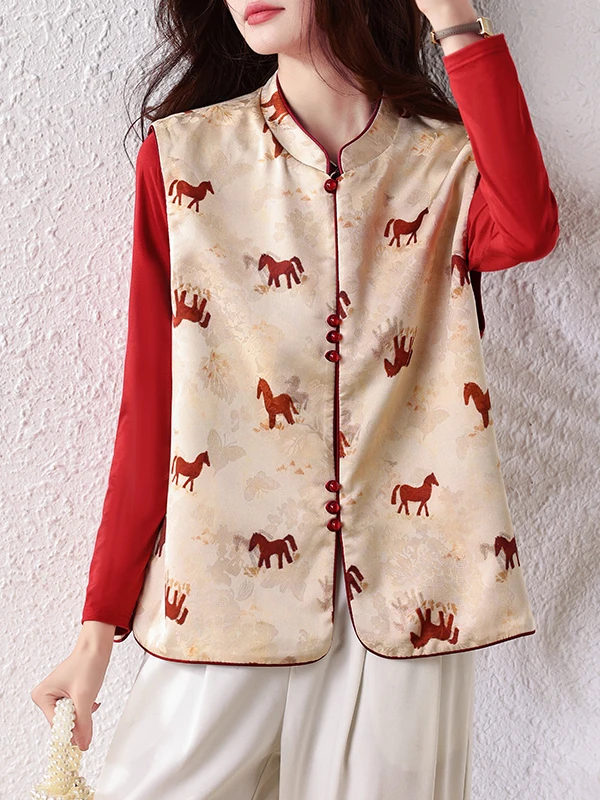 New Chinese Style Two-Sided Wearable Women's Vest Autumn 2026 Stand Collar Jacket Top Floral Embroidery Fashionable Outerwear
