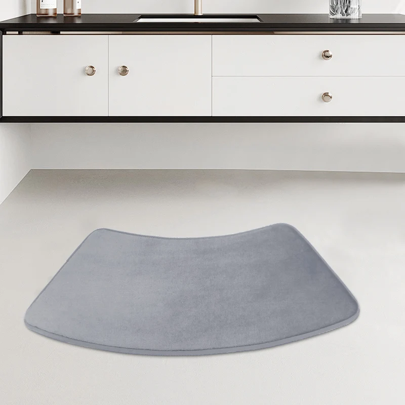 1pc Curved Bath Mat Bathroom Floor Mat Solid soft Carpet Non-slip Shower Rug quick dry Absorbent Foot Mat Toilet Curved Bath Mat