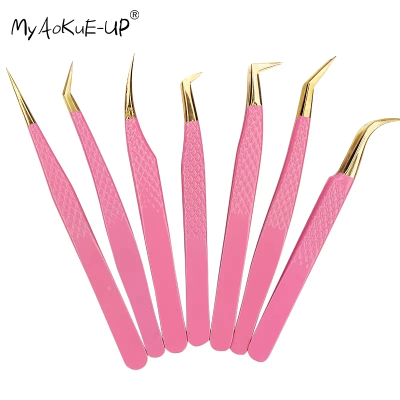 

1 шт. Розовый Пинцет для ресниц из нержавеющей стали Антистатический Немагнитный Профессиональный пинцет для наращивания ресниц 3D Пинцет Инструменты для макияжа