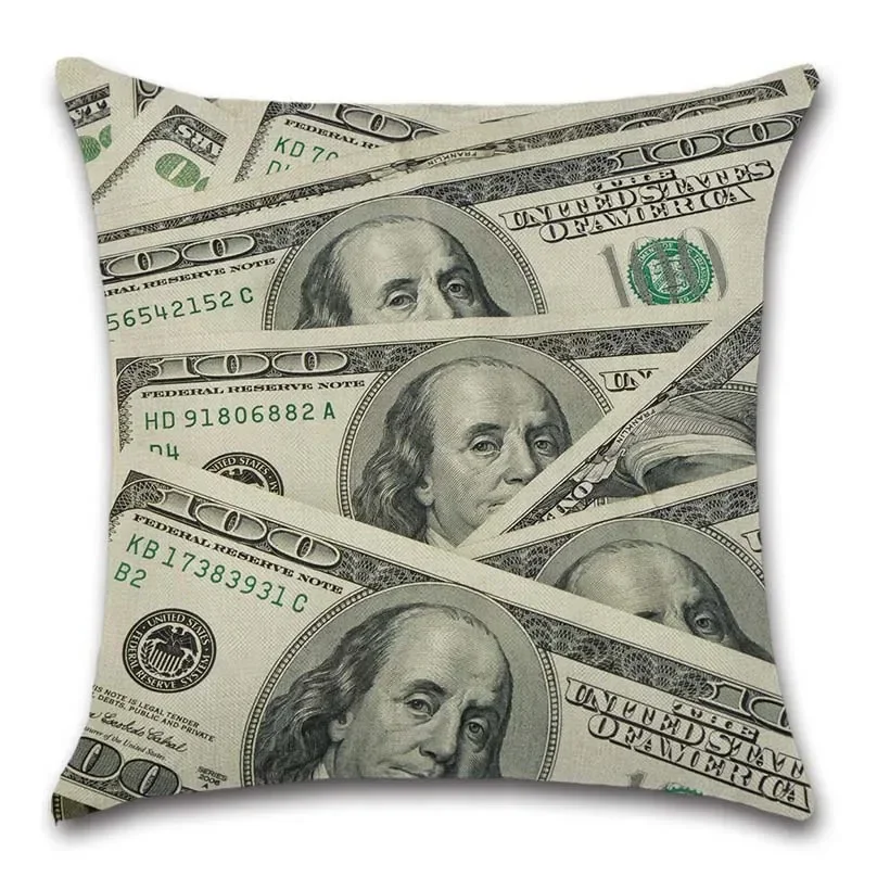 

Fodera per cuscino d'arte stampata in oro e dollaro, декорazione per la casa, sedile per divano, regalo na camera da letto