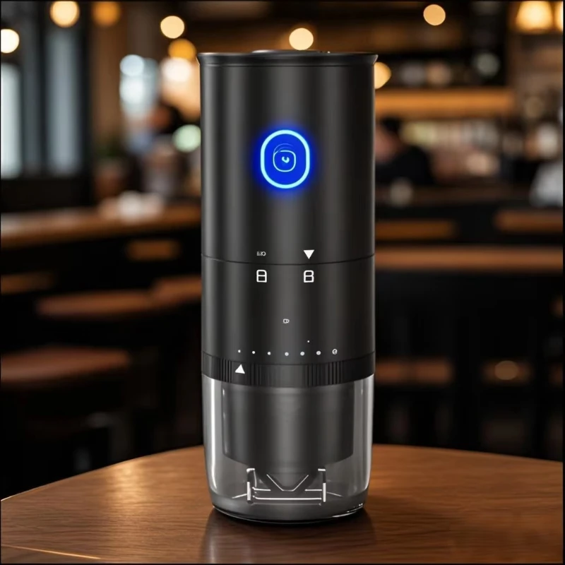 Mini office uses hand brewed coffee black electric automatic charging USB coffee bean grinder for sale
