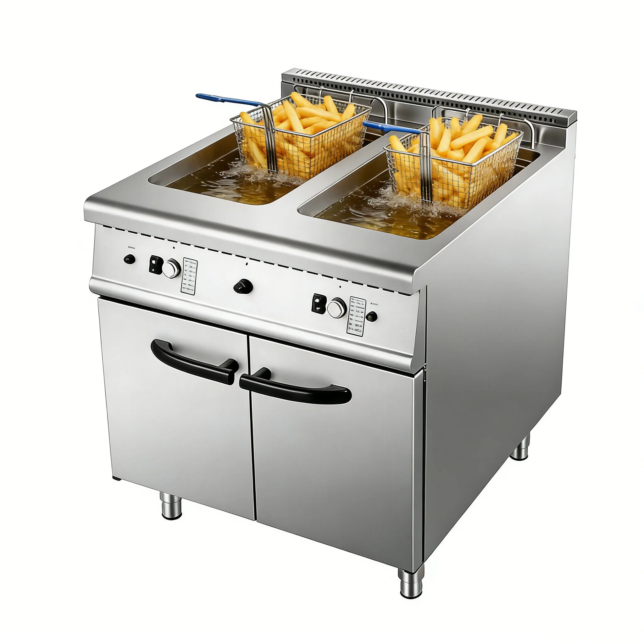 For Industrial Commercial Grade Heating 18L 2 Fryers Stainless Steel Body Gas Deep Fryer 1 Year Warranty Restaurant Hotel Kitche