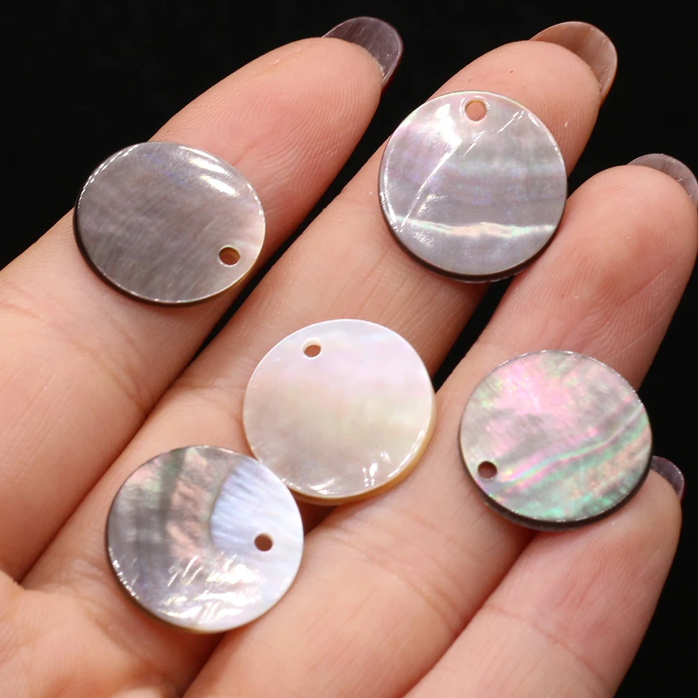 10PCS Natural Freshwater Black Shell Round Pendant Jewelry Making DIY Necklace Earrings Accessories Gift