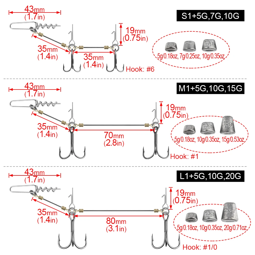 3Pcs Stinger Rig Screw Fixed S - đánh giá và giá Fishing Hook Treble