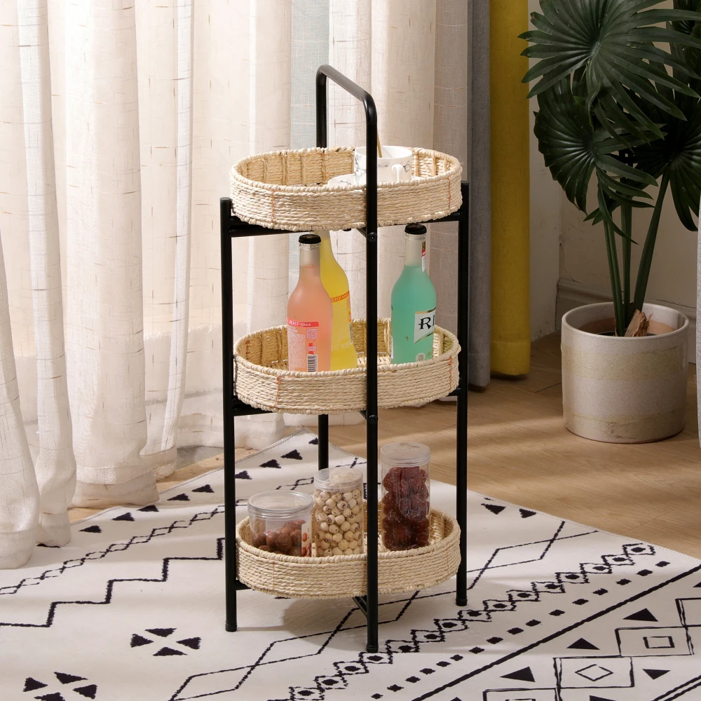 

3-Tier Oval Shelf, Tables for Living Room Kitchen Oval Storage Basket, Portable Storage Shelf