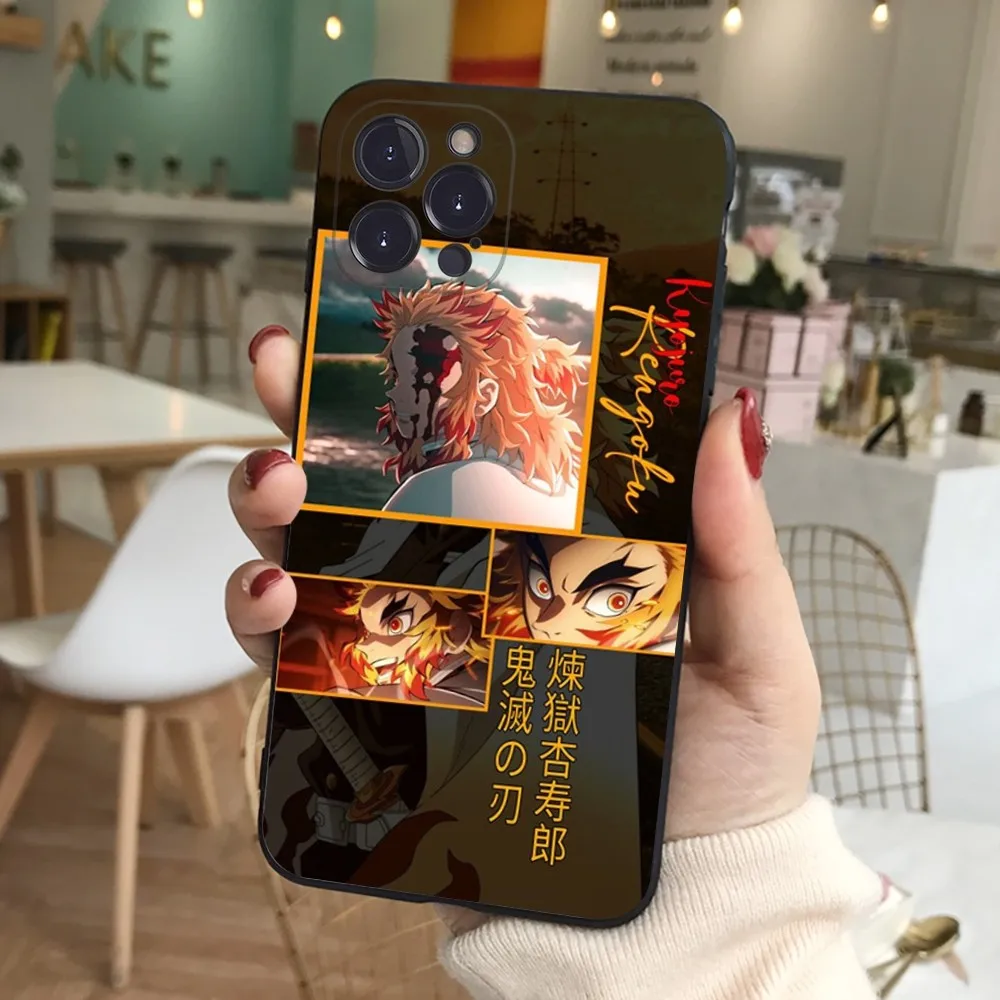 Demon Slayer Silicone Soft Phone Case, Rengoku Kyoujurou Cover, iPhone 16 15 14 13 12 11 Pro Mini XS MAX Plus X