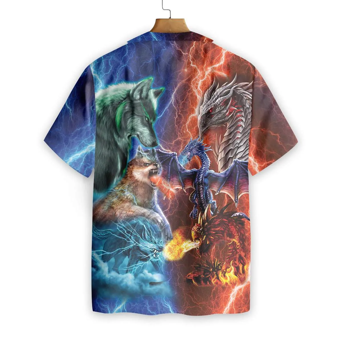 Hawaii Shirt Beach Summer Dragon And Wolf Hawaiian Shirt 3D Printed Men For Women Tee hip hop shirts cosplay costume