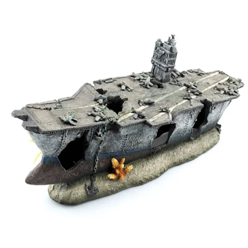 

Landscaping Aquarium decoration Aircraft Carrier Wreckage Reptile Hideout Cave Decoration Background aquarium