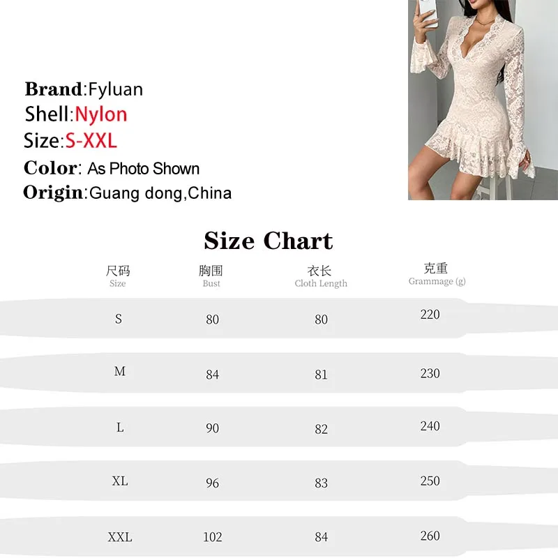 Neue Frauen Kleidung Sexy Spitze A-Line Kleid Tiefem V-ausschnitt Doppel Rüschen Kurzes Kleid Einfarbig Abnehmen Geburtstag Outfit Prom Kleider