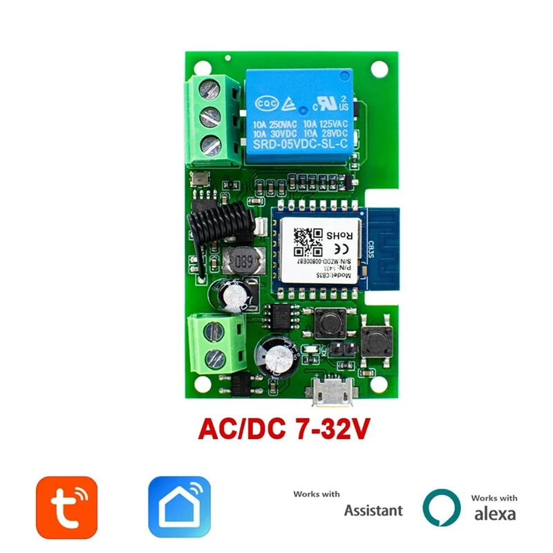 【Livraison Rapide】Wifi Smart Switch 7-32V 10A Relay Controller 433RF Gate Garage Opener Smart Life Tuya APP Self-Locking Relay M