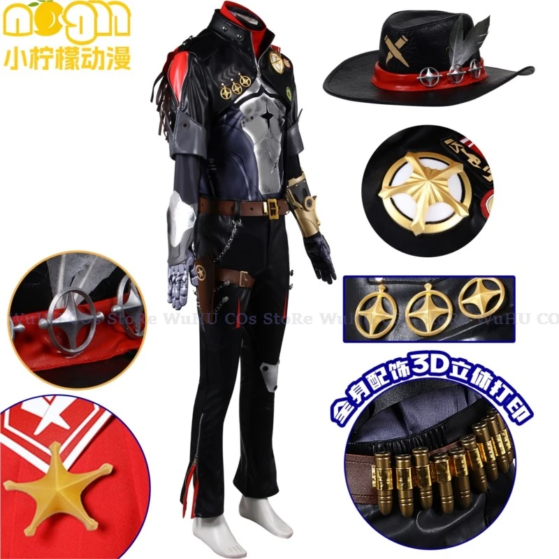 Game Honkai Star Rail Boothill Cosplay Costume Hat Arm Prop Suits Boothill Wig Men Halloween Party Carniavl Cosplay Costume Prop