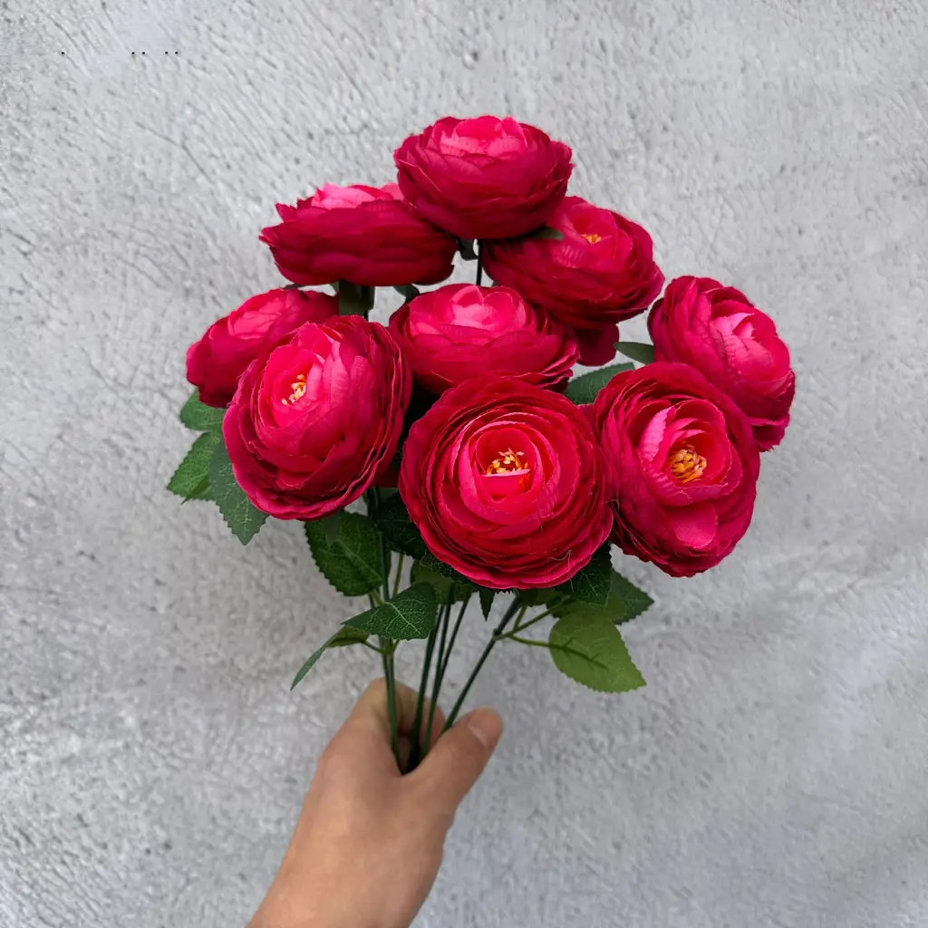 9-Köpfiger Strauß Künstliche Eustoma-Blumen, Exquisite Blumendekoration für Heimdekoration, Hochzeitsarrangements, Party-Hintergrund – Detail 11