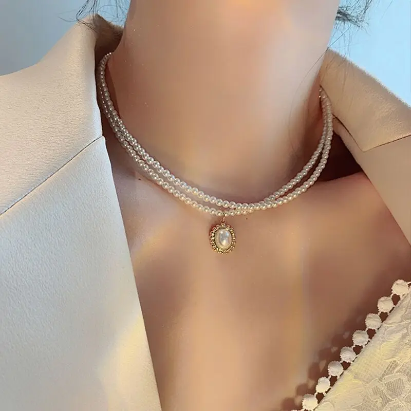 Elegant Big White Imitation Pearl Beads Choker Clavicle Chain Necklace For Women Wedding Jewelry Collar 2022 New