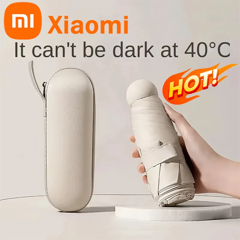 Xiaomi Mini Umbrella Eight-bone Portable Sunshade Black Rubber Alloy Handle Sun Rain Dual-use Collapsible Outdoor Umbrella 2024