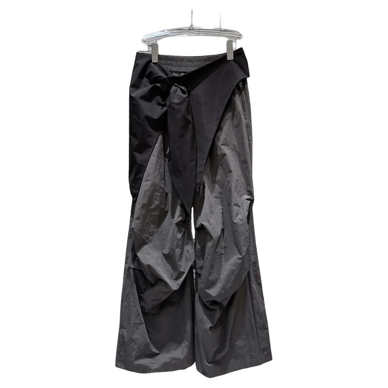 Fall 2025 New Arrival Sweet-Edgy Lightweight Parachute Cargo Pants with Adjustable Waist Tie for Women