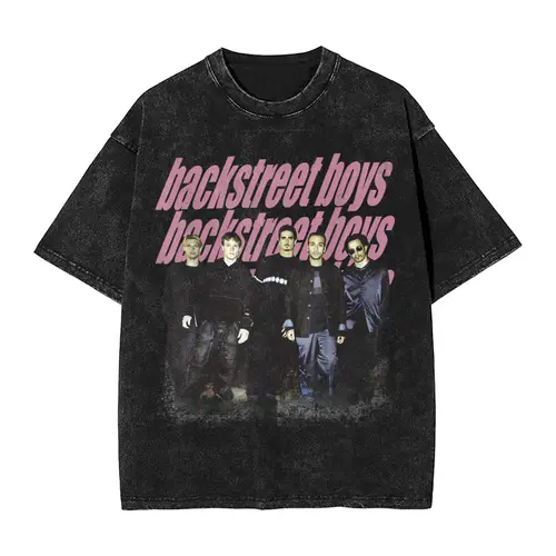 Backstreet Boys Millennium Group Photo repetir Logo Dark Heather camisetas para hombres camisetas lavadas camisetas de manga corta ropa de algodón