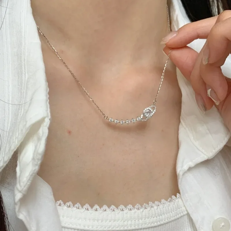 

S925 Sterling Silver Geometry Charming Star Zircon Pendant Necklaces for Women Fine Jewelry Light Luxury Minimalist Accessories