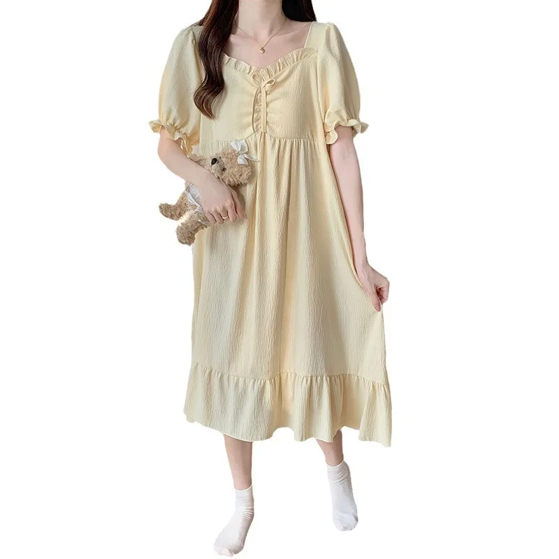 Pajama Dress, Summer French Home Princess Style, High-end Cotton Pajamas, Women's No Wear Underwear, One Piece Skirt New Models