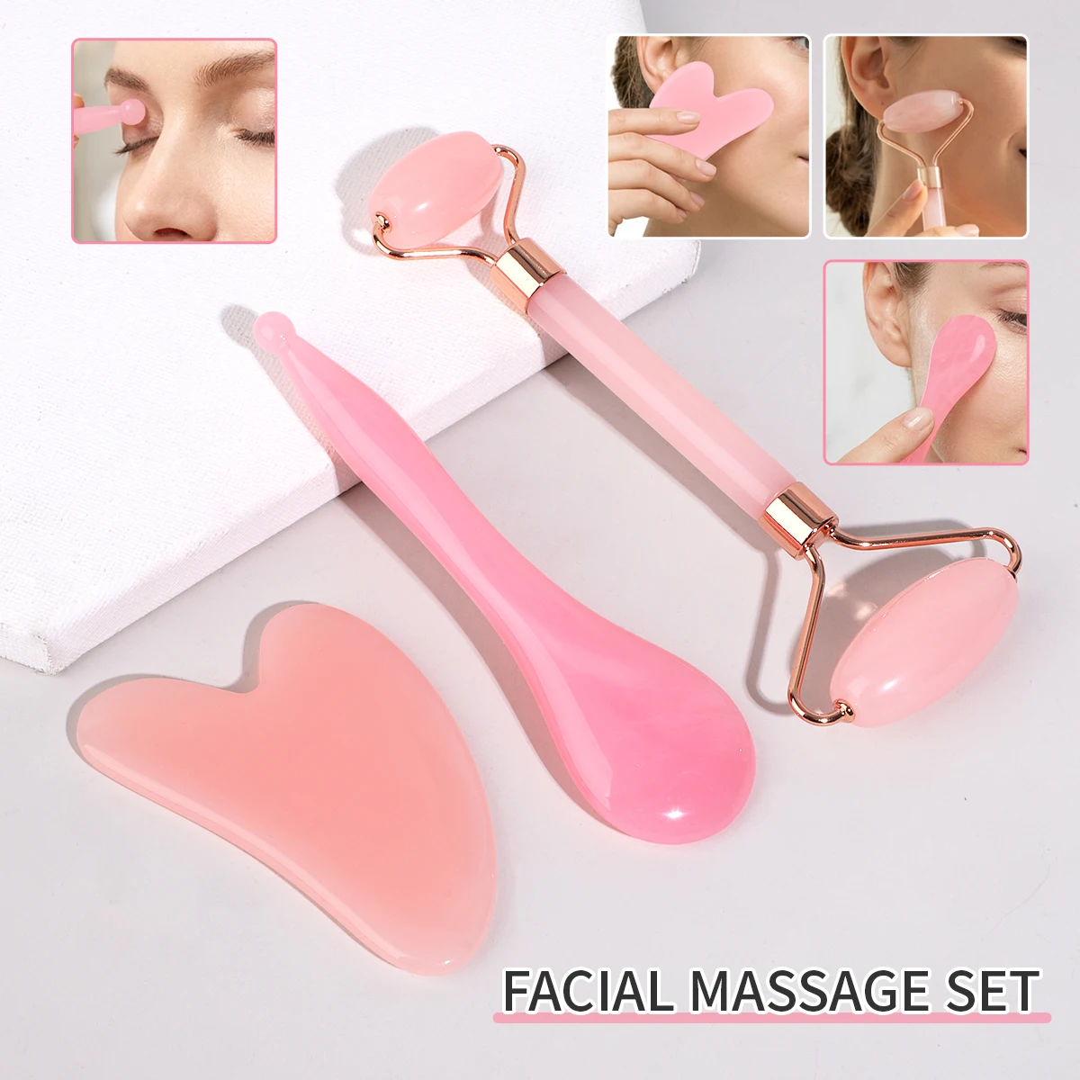 3-piece massage roller set, facial massage beauty meridian tendon pulling stick facial massage artifact, beauty facial scraping