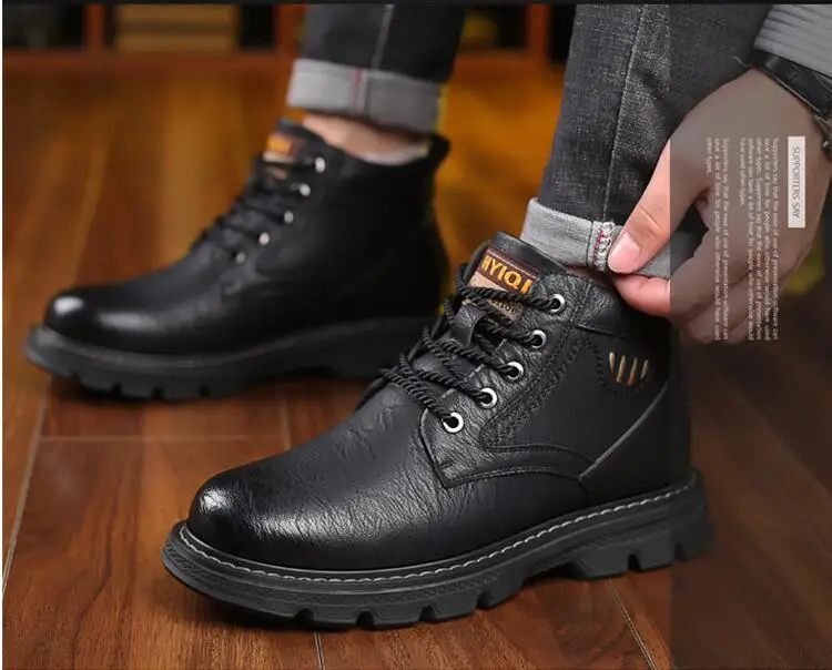 2023 Genuine Leather Snow Boots Wear-resistant Sole Man Boots Warm and Comfortable Winter Walking Warm Men Casual Boots