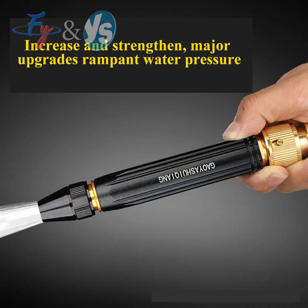 Adjustable High Pressure Water Gun Nozzle 16.8cm Black Direct Spray Hose Nozzle with Brass Connector for Garden Car Wash