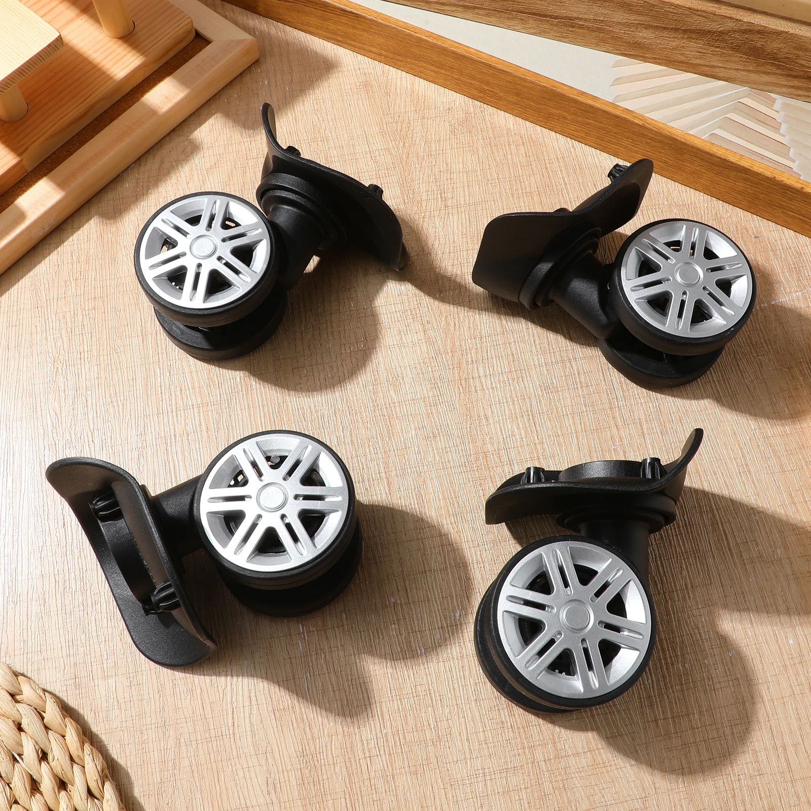 4 pcs Roda Pengganti Koper Tugas Berat Abs Double Row Kit Perbaikan Roda Koper Universal Putar