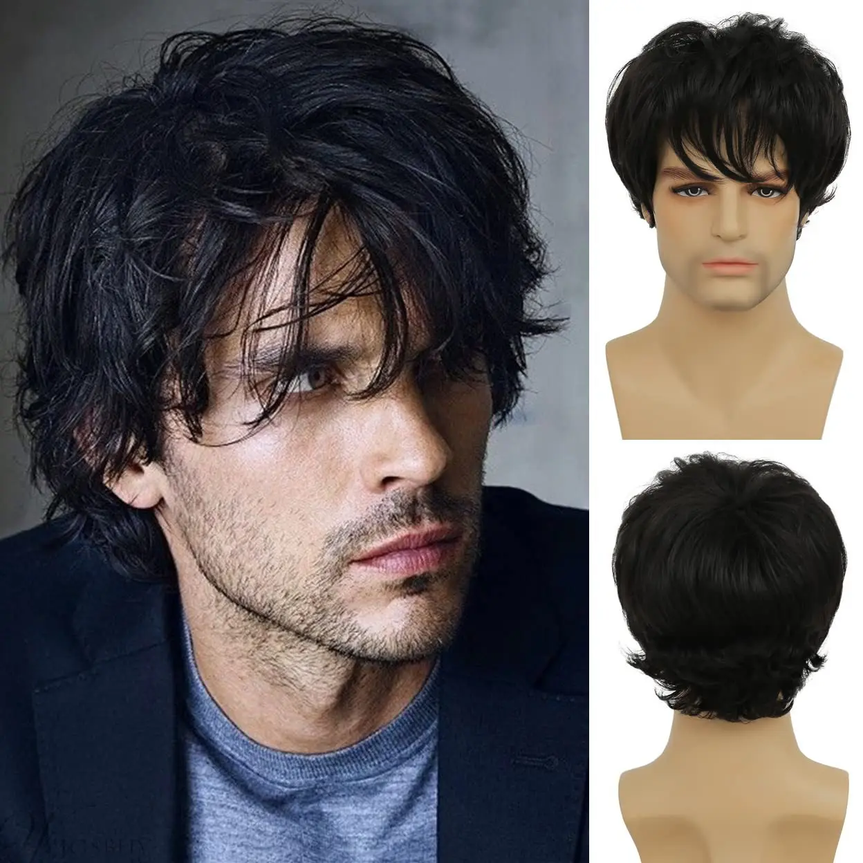 High Quality Synthetic Wig Man Short Natural Wavy Wigs for Men Brown Black Wig Male Heat Resistant Fiber