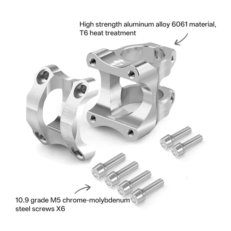 Ultralight Bicycle Stem 31.8x35mm MTB Road Bike Riser Silver Aluminum Mountain Bike Handlebar Stem