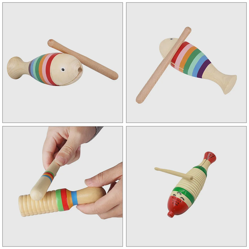 

Rainbow Wood Guiro Music Instruments Set Creative Toddler Percussion Toys for Learning