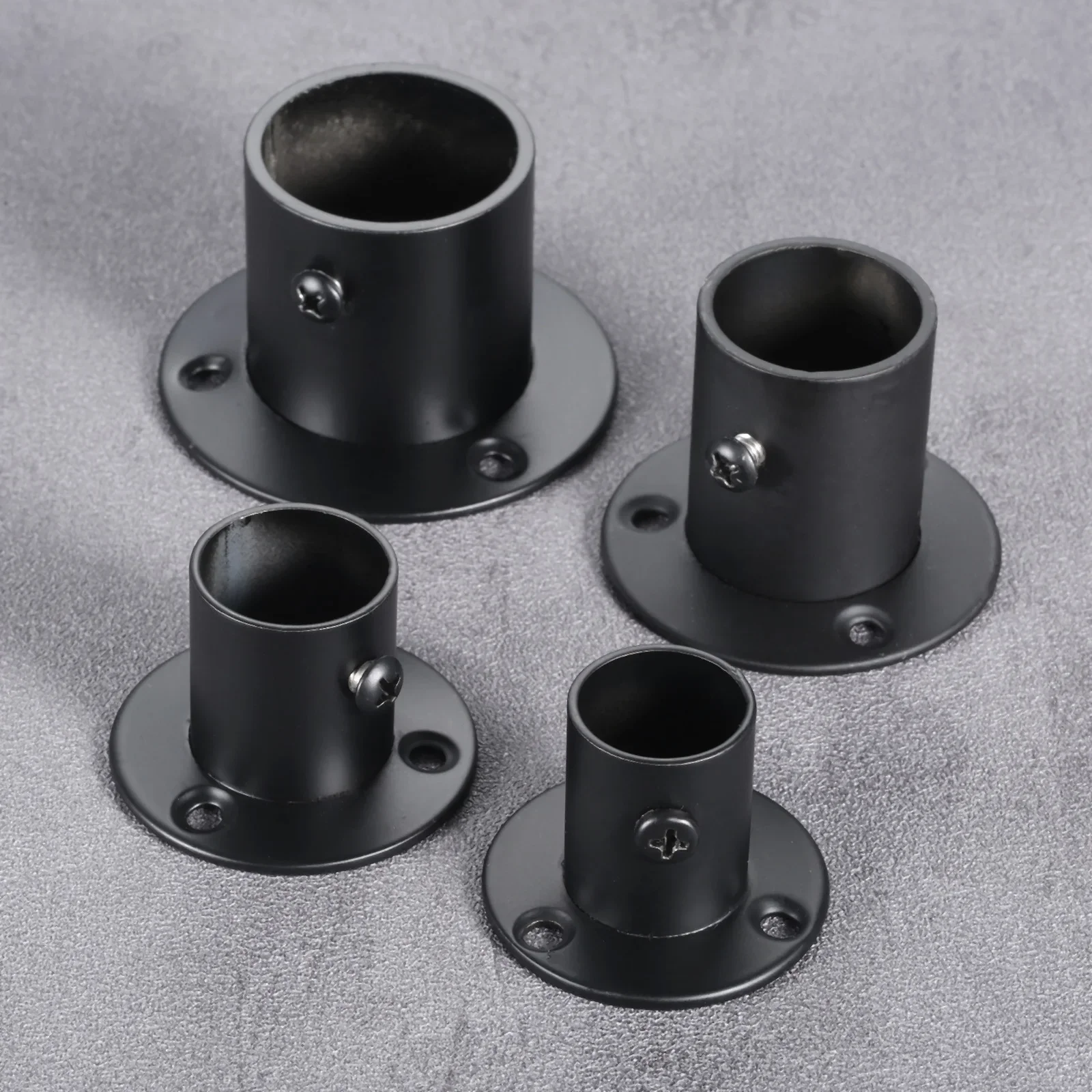 2pcs Flange Rod Holder Black Wardrobe Hanging Rail Rod Pole Socket End Support Bracket w/screws Stainless Steel 19/22/25/32mm