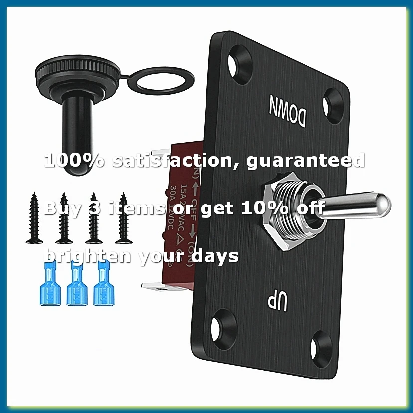 Momentary 30A Toggle Switch Waterproof 12V ON Off ON 3 Pin SPDT with Mounting Plate for RV Motor Control