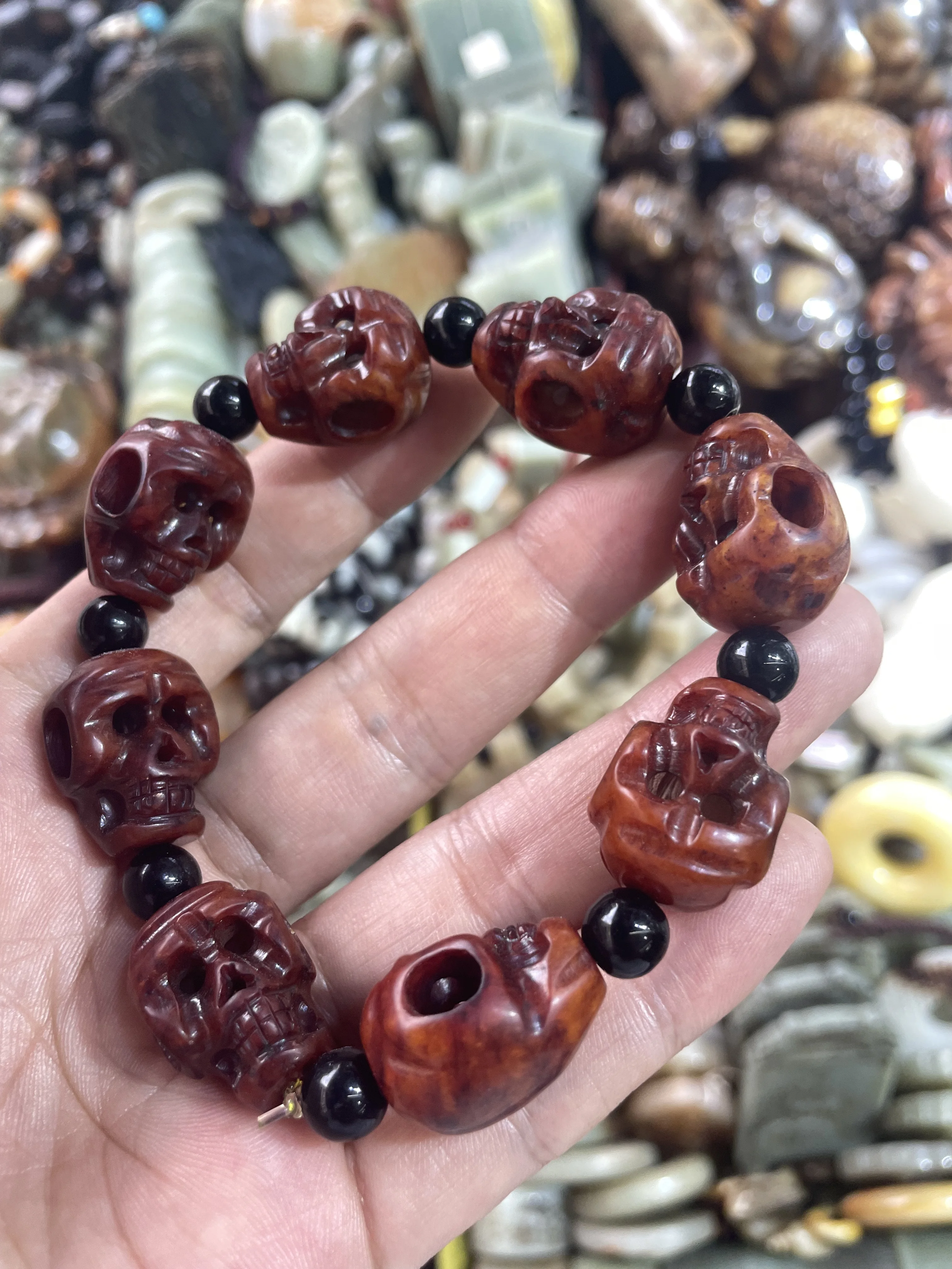 

5 Kinds For Choice Treasure Top Chinese Hetian Old Jade Old Methed Sculptural totem Bead Bracelet Carving Timestown 20240725Xz2