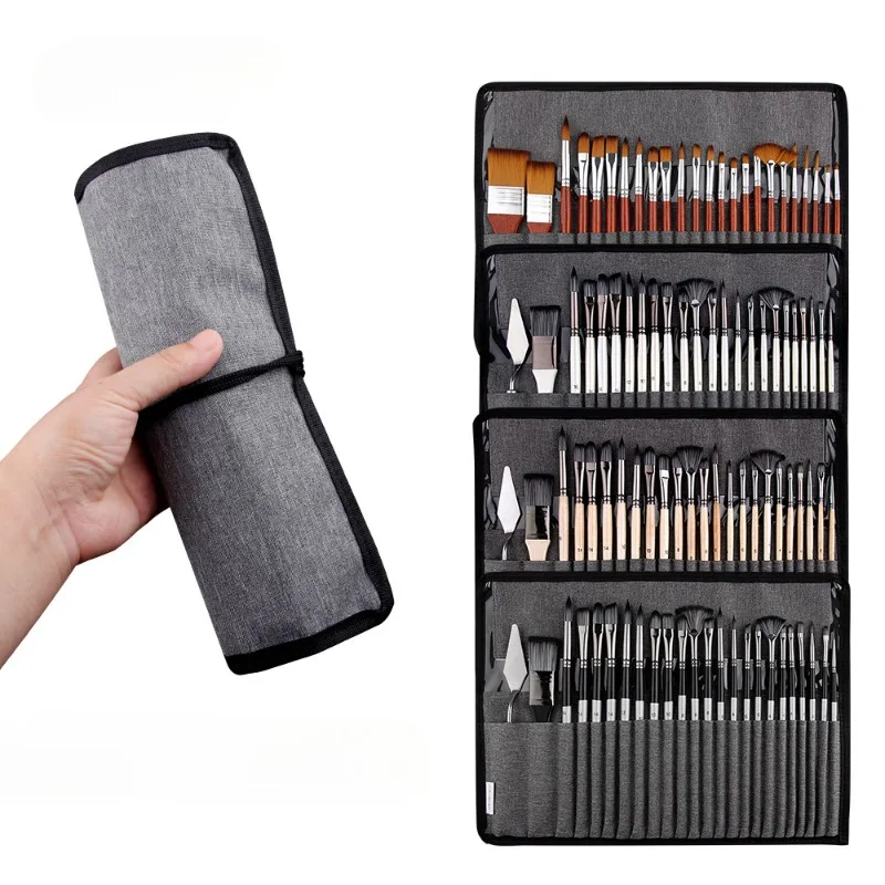 

25pcs Nylon Brush Set Portable Pen Curtain Art Kit Students Outdoor Oil Painting/gouache/watercolor Drawing Pen Painting Tools