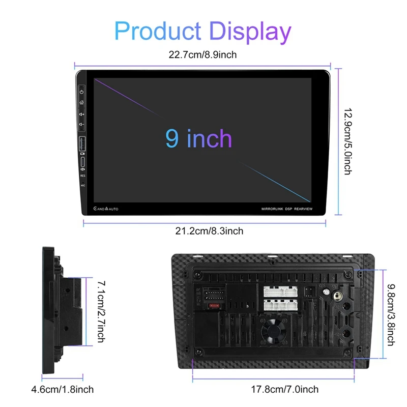 Autoradio Carplay Android 13, 4 go + 64 go, 9 pouces, universel, 2 Din, lecteur multimédia, stéréo, GPS, Wifi, FM, Bluetooth