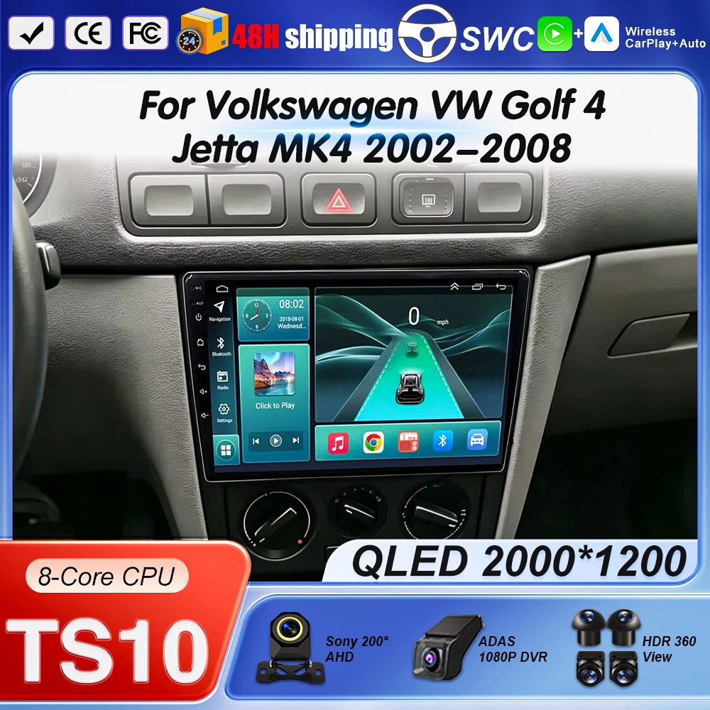 Car Radio For Volkswagen Golf Mk 4 2002 - 2008 Android 16 Android Auto Lettore Video Multimediale GPS 4G Carplay Autoradio WIFI