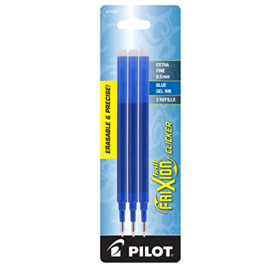 

, FriXion Ball Gel Ink Refills for Erasable Pens, Extra Fine Point 0.5 mm, Pack of 3, Blue
