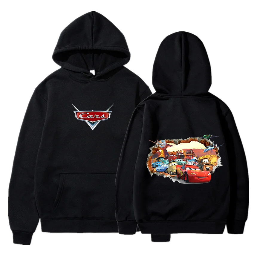 Cute Pixar Cars Lightning McQueen Felpe con cappuccio Uomo Donna Moda Casual Cool Pullover Studente Harajuku Streetwear Felpe con cappuccio