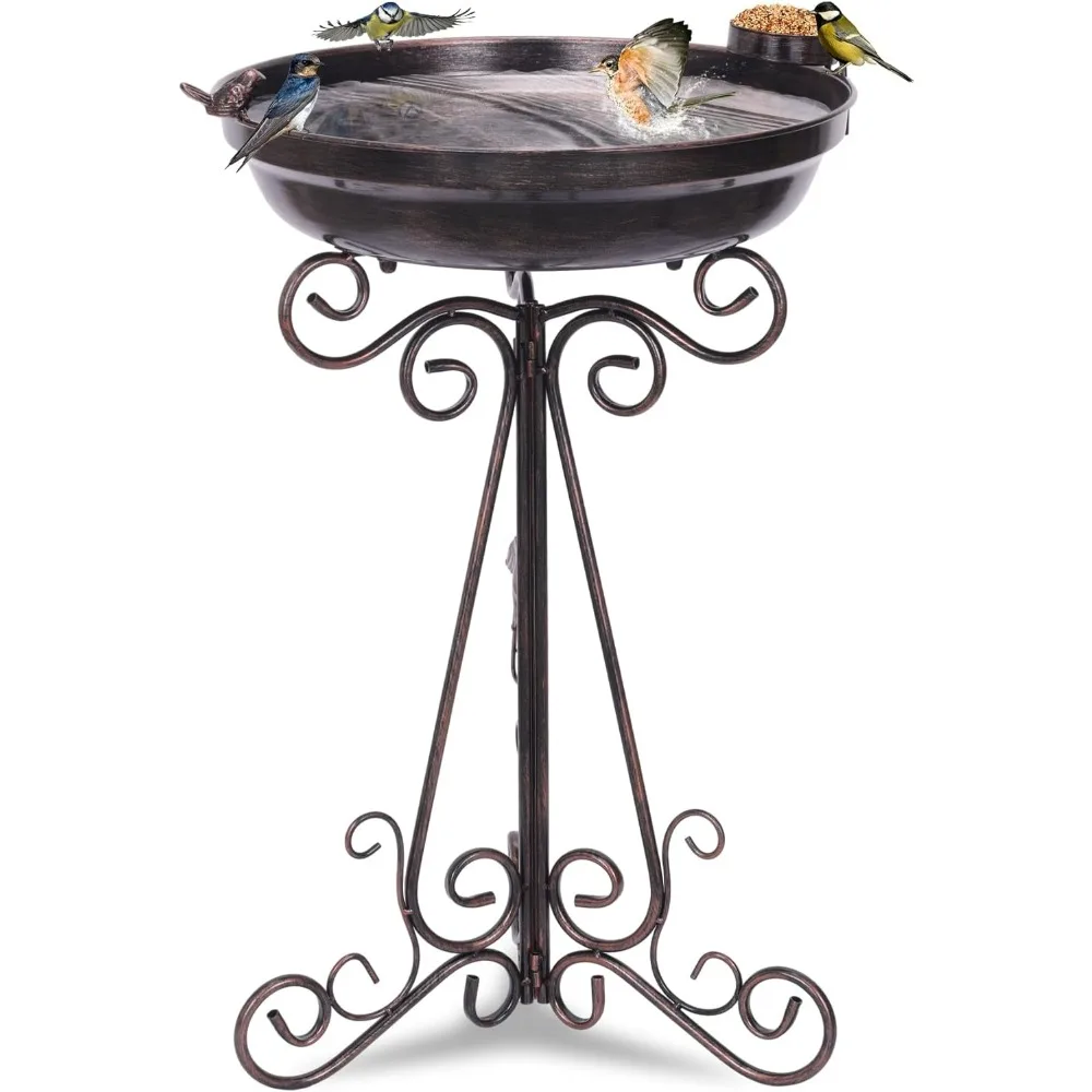 

17.7" Diameter Vintage Bird Bath with Metal Pedestal, Large Antique Bird Baths for Outdoor Garden, Patio, Yard, Bronze