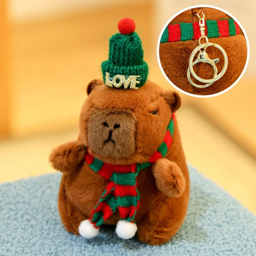 New Cute Capybara Plush Toy Cartoon with Love Heart Key Ring Stuffed Animals Bag Accessories Keychain for Valentine's Day