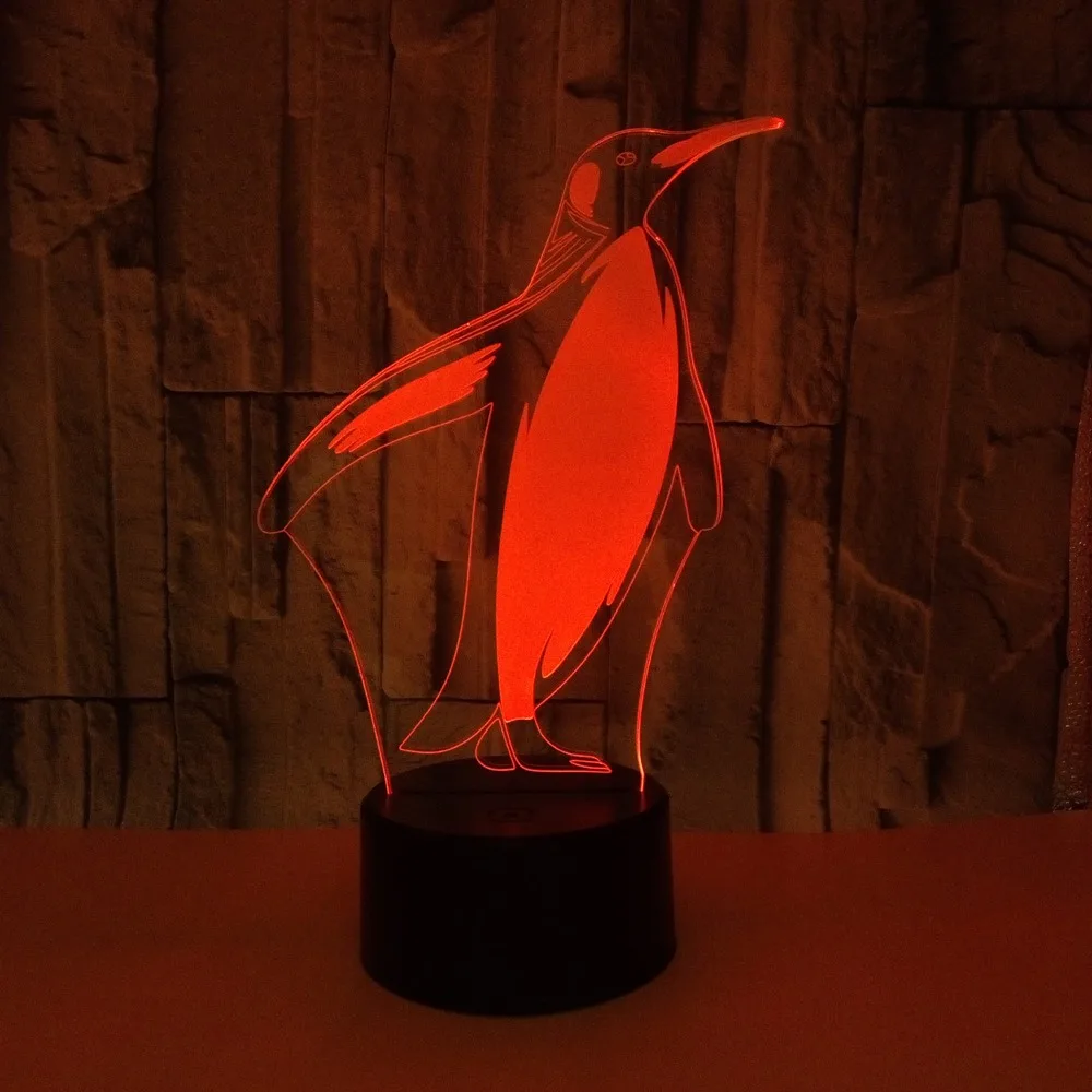 Penguin 3D Night Light Illusion LED Nightlight Child Night Lamp Lights for Home Dorm Room Decoration Birthday Christmas Gift