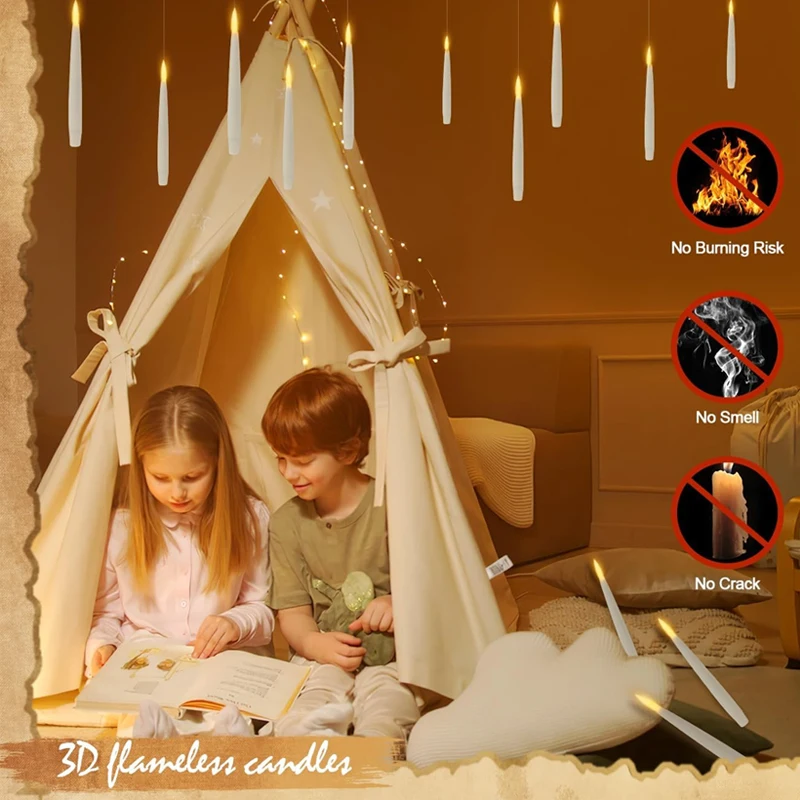 Floating Flameless Candle Kit With Wand Remote Control Magic Hanging Candle Table Decoration For Christmas Wedding And Party