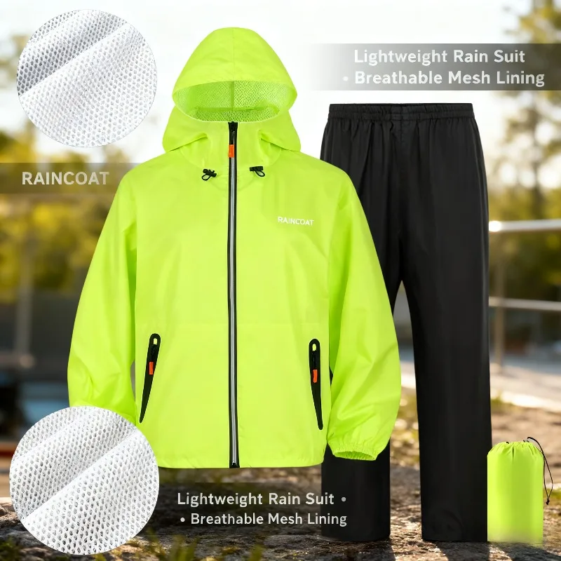

Waterproof Rain Suit Set | Reflective Separable Jacket and Pants for Electric Bike Riding and Fishing