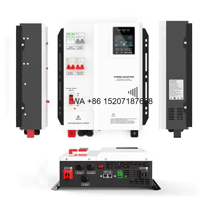 Wmwmnu 4000W 24V Grid Tie All in One Solar Power System Built in MPPT Charger Pure Sine Wave Single Phase Hybrid Inverter