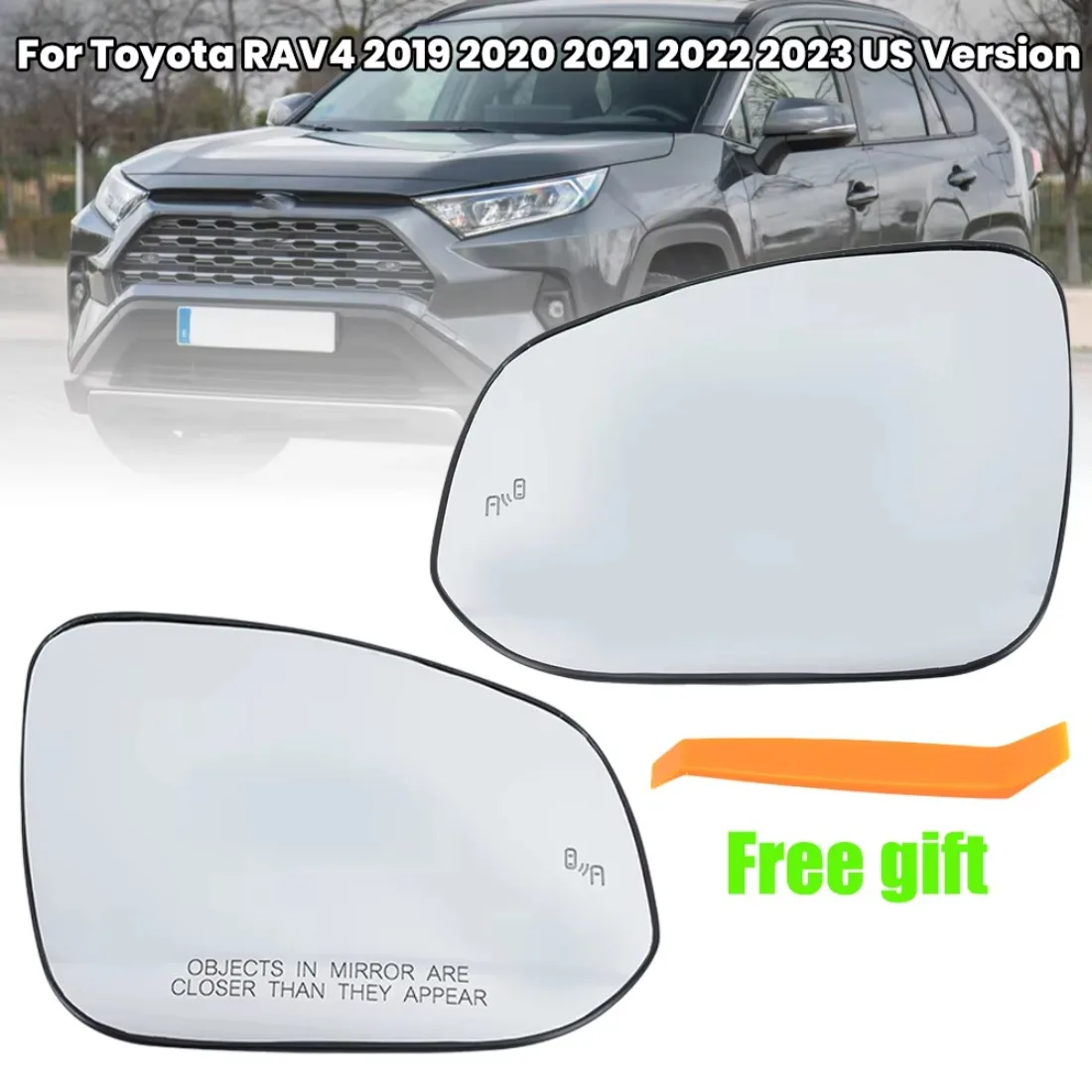 For Toyota RAV4 2019 2020 2021 2022 2023 Rearview Mirror Glass Lens US Version With Blind Spot Heated Side Mirror Accessories