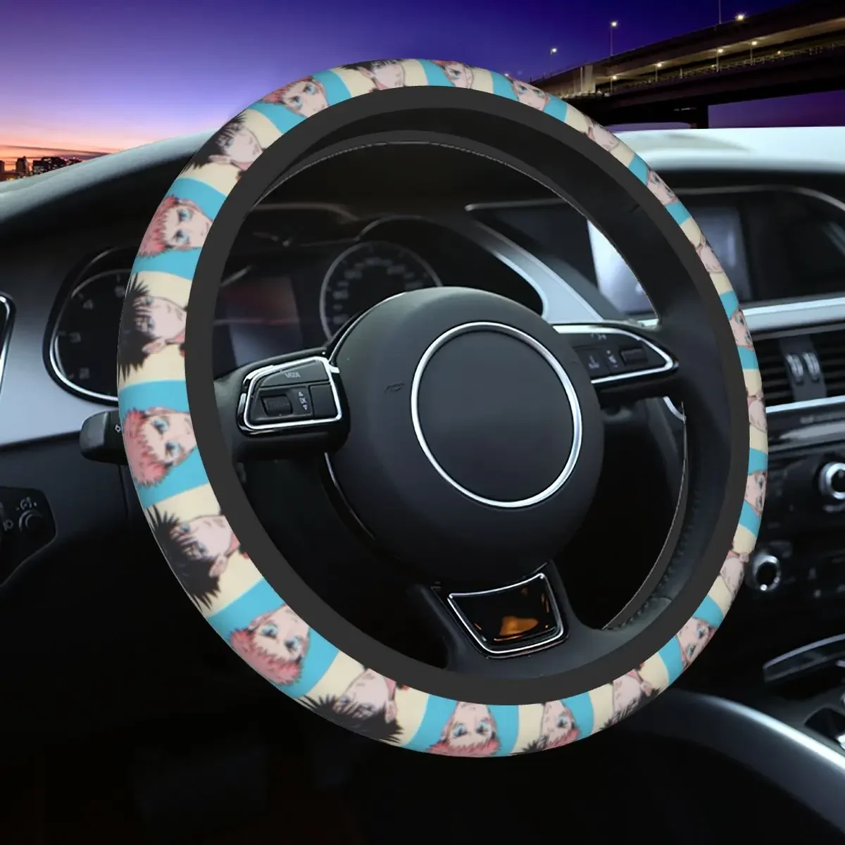 Car Steering Wheel Cover Anime Jujutsu Kaisen Soft Gojo Satoru Yuji Itadori Braid On The Steering Wheel Cover Auto Accessories