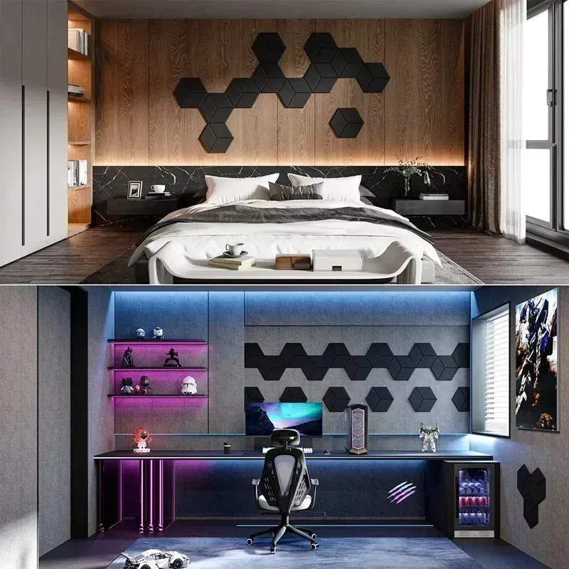 12-пакет акустических панелей, самоклеящиеся звукоизоляционные стеновые панели, звукоизоляционные пенопластовые панели с быстрым восстановлением, высокая плотность