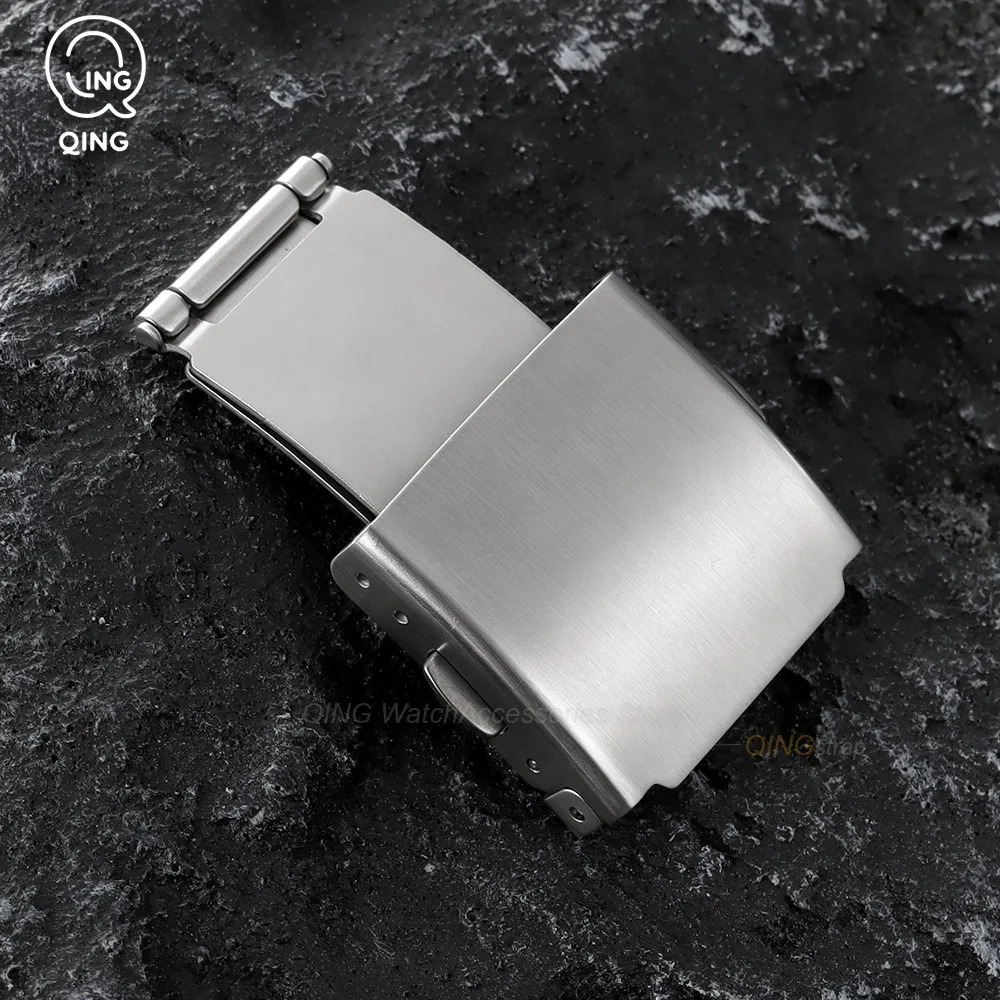 16mm 18mm 20mm 22mm 24mm Silver Stainless Steel Folding Watch Buckle Deployment Clasp Accessory Metal Double Press Buckle Button